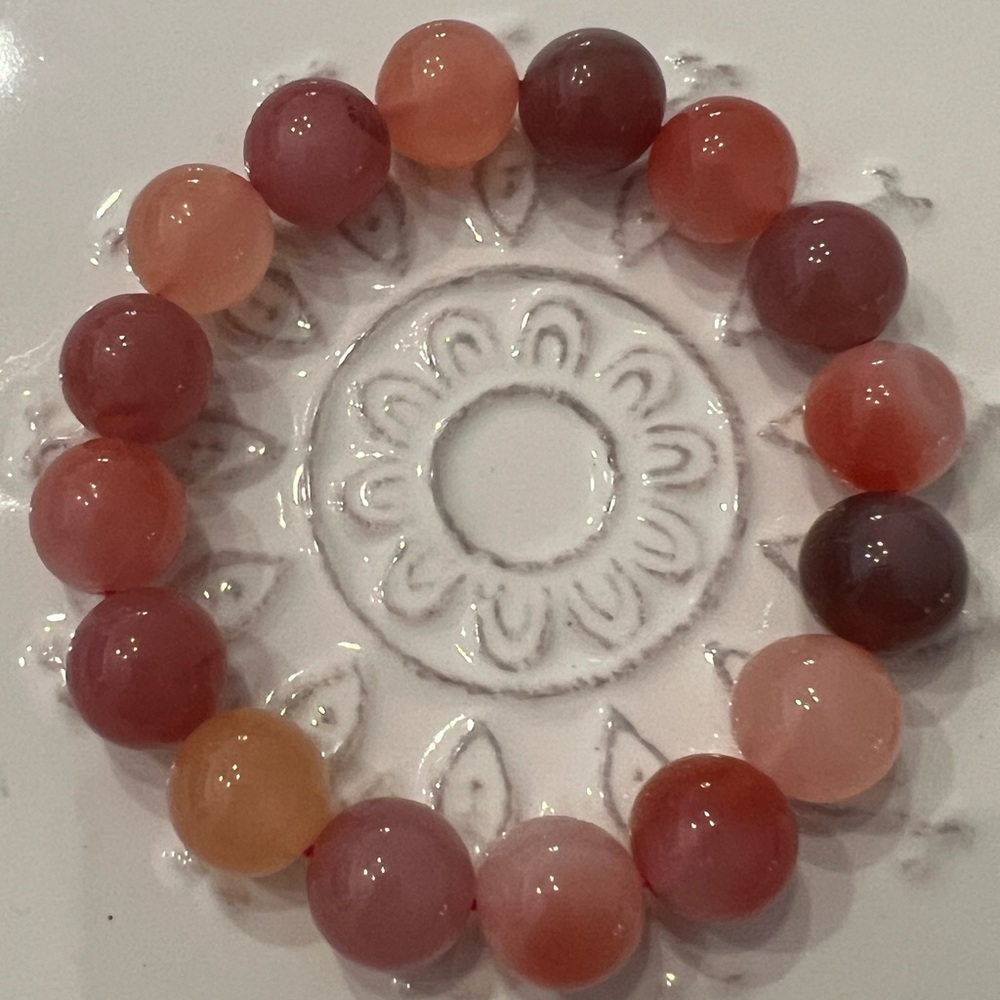 Chunky 12mm Yan Yuan stretchy beaded bracelet 6.75”
